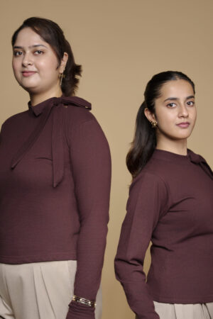 chocolate bow tie ribbed top